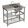 Catering Sink Stainless Steel Bowls Commercial Kitchen Right/Left Hand Drainer