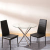 ROUNDED GLASS KITCHEN TABLE SMALL FAMILY HOUSE LIVING ROOM DINING CHAIRS SET KIT