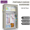 Large Canvas Fabric Wardrobe Clothes Shelving With Hanging Rail Cupboard