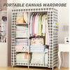 Large Canvas Fabric Wardrobe Clothes Shelving With Hanging Rail Cupboard