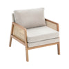 Vintage Upholstered Fabric Armchair with Button Lounge Chair Solid Wooden Frame