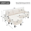 L-Shaped Couch Sofa 4-Seater Sectional Sofa Couches With USB, Cup Holder
