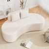 Floor Sofa Bed Curved Upholstered Lazy Couch Low Back Reading Gaming Beige Seat