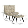 Velvet Upholstered Single Sofa Leisure Lounger Bedroom Accent Chair with Ottoman