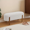 Upholstered Sherpa Long Bench End Of Bed Stool Side Chair Seat with Wood Legs
