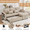 3-in-1 Chenille Sectional Sleeper Sofa Bed with Reversible Storage Chaise, USB