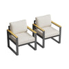 2Pcs Aluminum Patio Armchairs Set Thick Cushion Outdoor Garden Sofa Chairs