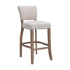 Set of 2 Linen Farbic Breakfast Kitchen Bar Stool Counter Chairs Wooden Legs