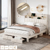 4FT6 DOUBLE STORAGE BED FRAME WITH 2 DRAWERS HEADBOARD W/ CHARGING AND LIGHTING