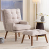 FABRIC ACCENT CHAIR WITH FOOTSTOOL ADJUSTABLE BACKREST LOUNGE RECLINER ARMCHAIR