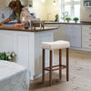 Set of 2 Saddle Bar Stools Backless Counter Stool W/ Upholstered Sponge Cushion