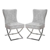 2x Button Back Dining Room Chairs Stainless Steel Legs Padded Seat Accent Chair