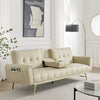 Sofa Bed 3 Seater Faux Leather Click Clack Couch Cup Holders Grey Cream Black