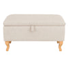 Upholstered Storage Ottoman Chair Stool Footstool Linen Rectangle Pouffe Toy Box