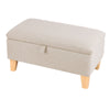 Upholstered Storage Ottoman Chair Stool Footstool Linen Rectangle Pouffe Toy Box
