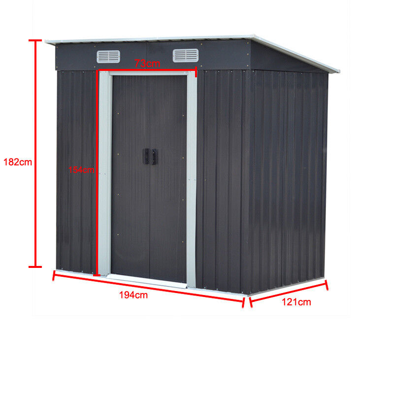 Garden Shed Metal Apex/Pent Roof Outdoor Storage House Tool Box With Foundation