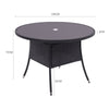 Rattan Tempered Glass Garden Tea Table Outdoor Patio Bistro W/ Umbrella Hole