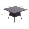 Rattan Tempered Glass Garden Tea Table Outdoor Patio Bistro W/ Umbrella Hole