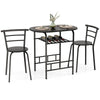 Small Table and 2 Chairs 3PCS Bar Kitchen Dining Breakfast Furniture Set W/Shelf