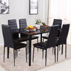 4/6 Seats Black White Dining Table with Upholstered Chairs Tempered Glass Tables