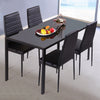4/6 Seats Black White Dining Table with Upholstered Chairs Tempered Glass Tables
