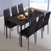 4/6 Seats Black White Dining Table with Upholstered Chairs Tempered Glass Tables