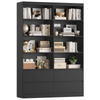 Bookcase Cabinet 4 Door Tall Storage Shelving Unit White Black