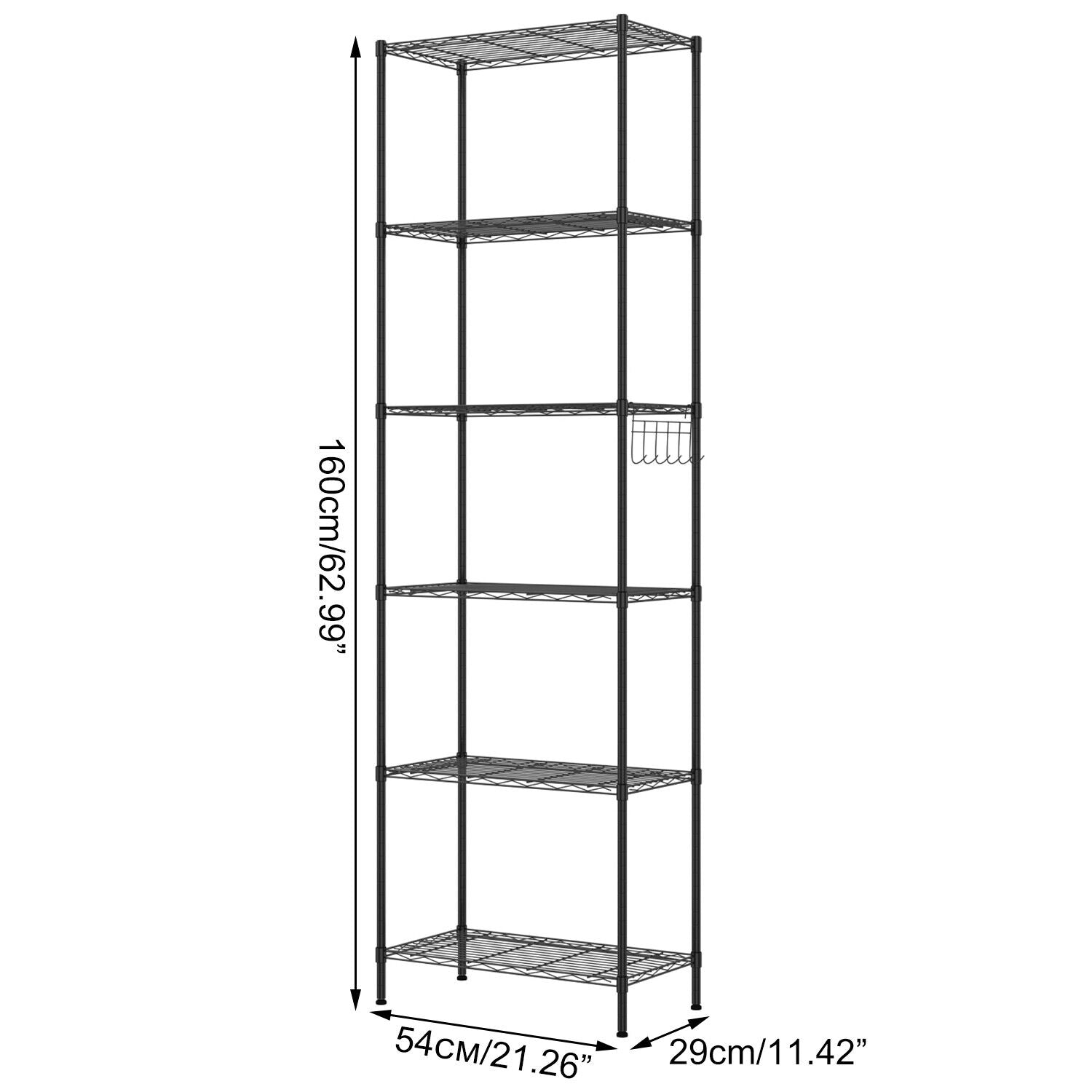6 Tier Wire Shelving Rack Metal Storage Shelf Unit Stand Kitchen Office Garage