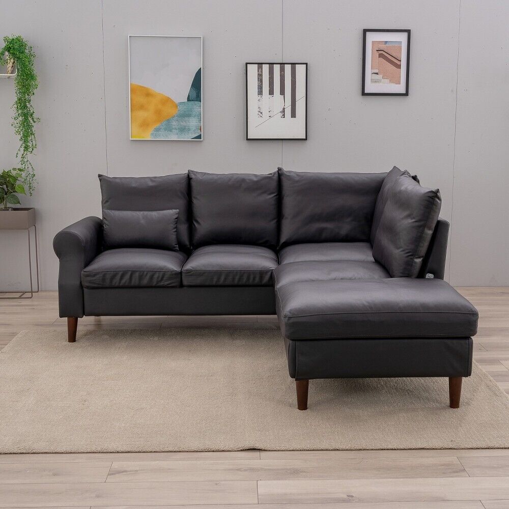 L-Shaped Corner Sofa, Sectional Couch with Built-in USB Port Chaise