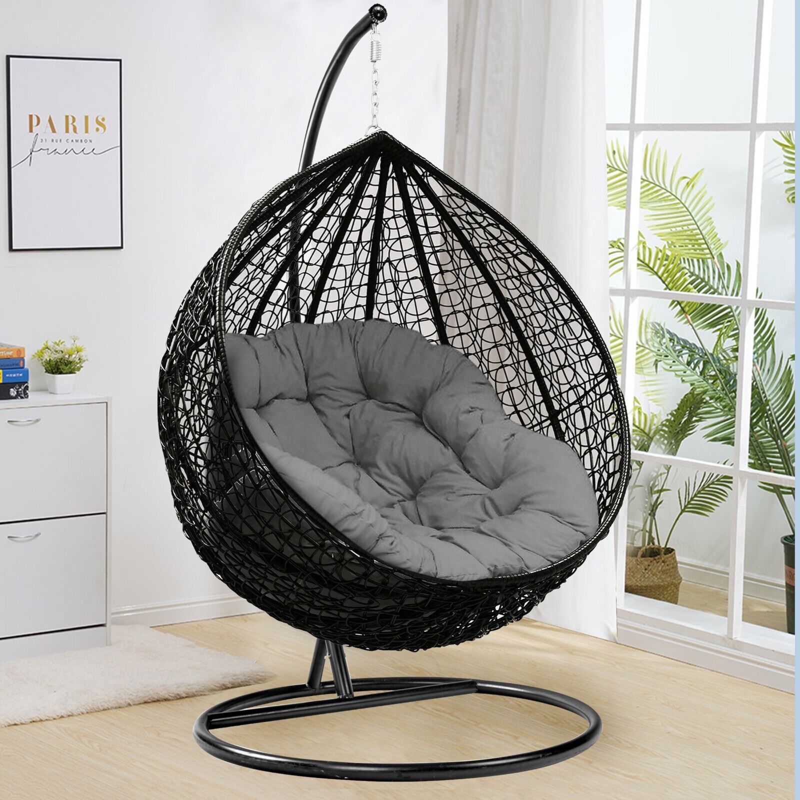 Hanging Egg Chair Rattan Outdoor Indoor Patio Garden Swing Chairs With Quildinc