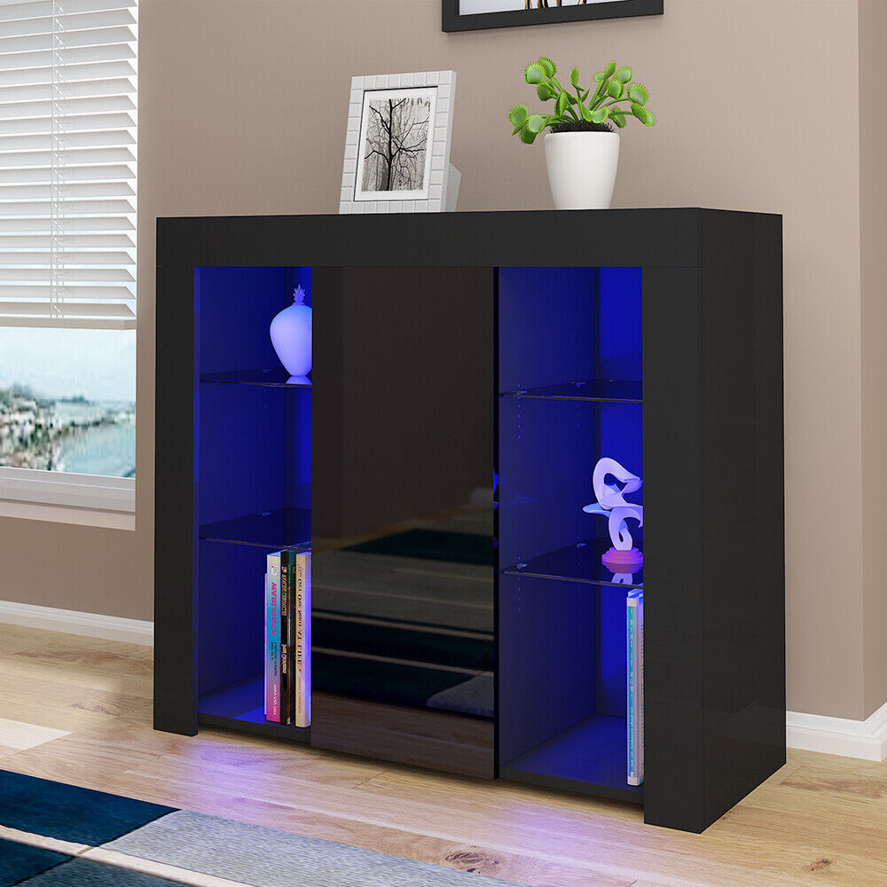 Modern Cabinet High Gloss Door Sideboard Buffet Cupboard TV Unit with LED Light