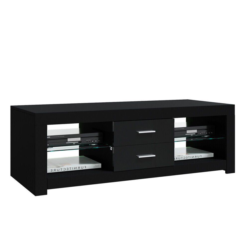 Modern TV Stand High Gloss Doors Entertainment Unit Cabinet With RGB LED Lights