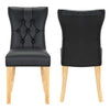 Black/White Dining Chairs High Wing Back Side Chair Button Decorated Bistro Seat