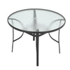 Large 105CM Glass Top Garden Dining Table Parasol Hole Bistro Outdoor Furniture