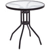 Garden Patio Dining Table Metal Tempered Glass Outdoor Bistro Coffee Table 105CM