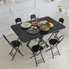 Foldable Table Chairs Set Bistro Dining Wood Workbench with X Shape Metal Legs