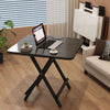 Foldable Table Chairs Set Bistro Dining Wood Workbench with X Shape Metal Legs
