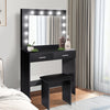 Vanity Dressing Table Stool Set Makeup Mirror/Drawers/Dimmabl 3 Colors LED Light