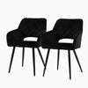 Set of 2 Armchairs Dining Chairs with Arms Velvet PU Faux Leather Chairs Kitchen