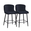 2 pcs Faux Leather / Velvet Bar Stools Diamond Design Soft Upholstered Seat Back