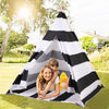 Large Canvas Kids Teepee Tent Play House Childrens Camping Wigwam with Floor Mat