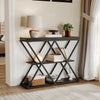 3-Tier Console Table with X-Shaped Metal Frame,Narrow Sofa Table with Shelves