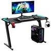 Gaming Desk witn LED RGB Computer Table with Cup Holder & Headphone Hook Black