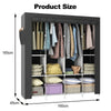 Large Canvas Fabric Wardrobe Clothes Shelving With Hanging Rail Cupboard