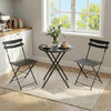 3PCS Dining Table Set Metal Table 2 Chairs Compact Space Saving Kitchen Bistro