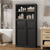 Bathroom Cabinet,51" Freestanding Storage Unit w/Doors&2-Drawer,White/Black/Gray