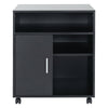 Rolling Portable Office Storage Unit Printer Side Table Wooden Shelves PC Rack