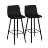 Set of 2 Velvet Bar Stools Chairs High Back Footrest Backrest Metal Legs Pub