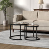 2PCS Round Metal Glass Coffee Table Nesting Sofa Side End Tables Accent Tables