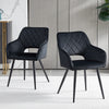 Pair of Dining Chair Velvet Diamond Chairs with Metal Legs Black/Blue/Grey/Green